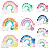 SUNNYCLUE 1 Scatola 80PCS Resina Arcobaleno Ciondoli Ciondoli per Scarpe in PVC Morbido Kawaii Simpatico Cartone Animato Nuvola Colorata Cabochon Ciondoli Sfusi per Creazione di Gioielli Scrapbooking