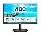 AOC Monitor Italia 24B2XH LED da 23.8" IPS, FHD, 1920 x 1080, 75 Kz, VGA, HDMI, Nero