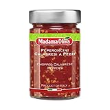 MADAMA OLIVA, Peperoncini Calabresi, Peperoni Piccanti Calabresi Tritati Sott Olio di Girasole, Senza Aggiunta di Conservanti, 100% Made in Italy, Vaso in Vetro da 310 gr