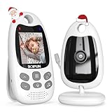 BOIFUN Baby Monitor, Videocamera Schermo da 2 Pollici, 750mAh Batteria Ricaricabile, VOX Rilevamento Del Suono, Supporto Visione Notturna, 8 Ninne Nanne, per Bambino/Anziano