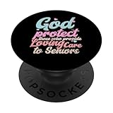 Badante senior Preghiera cristiana Assistente anziano PopSockets PopGrip Intercambiabile