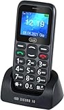 Trevi SICURO 10 Telefono per Anziani Tasti Grandi, Display LCD 1.77”, Cellulare con Funzione SOS, Ripetizione Vocale dei Numeri, Base di Ricarica, 8 Numeri Memorizzabili, Sveglia, Nero