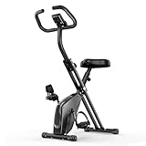 Dskeuzeew Cyclette pieghevole, 8 resistenza, con sensore di frequenza cardiaca, regolabile, con display LCD, per uso domestico