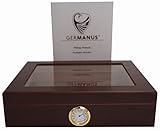 GERMANUS Sigari Humidor Mensalla con Igrometro e Umidificatore Manuale Marrone Scuro