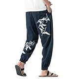 MQMYJSP Primavera Uomo Pantaloni Hip Hop Harem Gamba Larga Pantaloni Mens Fitness Cinese Taichi Pantaloni della Tuta, Marina Militare, XL