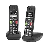 Gigaset E290 Duo, Telefoni Cordless, Due Portatili con Suonerie Forti, Numeri Grandi e Audio Potenziato, Tasti di Chiamata Rapida, Vivavoce con Volume Regolabile, Nero [Versione Italiana]