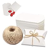 Naiocase 100 pz Scatole Portaconfetti Bianchi in Carta Kraft con Corda di Canapa Bomboniere Conffetti per la Festa Matrimonio Compleanno Battesimo Comunione Bianco