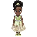 Disney Princess Bambola Principessa Tiana 38 cm con bellissimi occhi scintillanti, abito scarpette e tiara, bambine dai 3 anni in su