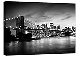 canvashop Quadri New York City stampa su tela canvas quadri moderni soggiorno arredo camera da letto città NY (70x50 cm, 23 ponte bianco e nero)