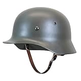 XYLUCKY Riproduzione WW2 German Army M35 Steel Helmet con Fodera in Pelle e Cinturino sottogola (Grigio)