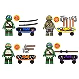 ZKTSRY Kit di 4 blocchi di costruzione anime Ninja Action Turtles, cartoni animati decorazione torta di compleanno forniture per feste, adatto per gli appassionati di film di tutte le età
