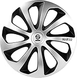 Sparco SPC1573SVBK Copricerchi, Argento/Nero, 15", Set di 4