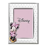 VALENTI & CO. Disney Baby Minnie Mouse, Cornice Porta Foto in Argento con dettagli dipinti a Colori da Tavolo o Comodino per la Cameretta del Bambino, Idea Regalo Battesimo o Compleanno