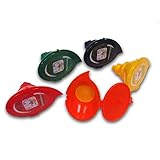 GOCCIOLINA Set di 5 Imbuti per il recupero dell olio alimentare usato e di frittura nei colori giallo, arcancione, blu, rosso, verde con filtro estraibile e coperchio rimovibile con sede per il tappo