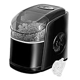 Macchina Ghiaccio 12KG/24h, Macchina del Ghiaccio Casa Professionale, S/L Dimensioni, Pronto in 6-9 Minuti, Silenzioso, Ice Maker per Casa/Bar, Nero