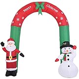 Bakaji Arco Gonfiabile Gigante Natalizio Altezza 240 cm Con Babbo Natale e Pupazzo Di Neve Con Kit Fissaggio Per Esterno Illuminazione LED Protezione IP44 Decorazione Natalizia (250 cm)