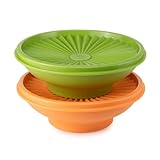 Tupperware Ciotola da 400 ml, arancione + 400 ml, verde, ciotola per insalata, ciotola da servizio, ciotola (incluso coltello per formaggio, aiuto per la casa)