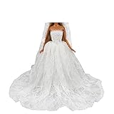 Miunana Abito Da Sposa Con Velo E Corona Senza Spallini Per 11.5inch / 28 - 30cm bambole