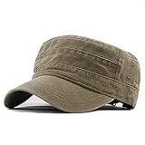 YULOONG Berretto Militare Berretto Militare Vintage in Denim Lavato Berretto Piatto in Cotone Berretto Sportivo all aperto Cappellino Casual Taglia Regolabile per Uomo Donna A-Cachi