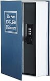 Amazon Basics Cassetta portavalori a forma di libro, Serratura con combinazione, Grande, Blu