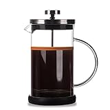 DATEFUN French Press, 600ml Caffettiera Francese con Tripli Filtri, Stantuffo in Acciaio e Contenitore in Vetro Borosilicato, Caffettiera Francese per Caffè o Tè, Lavabile in Lavastoviglie