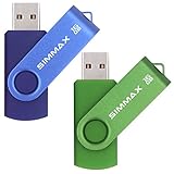 SIMMAX Chiavetta USB 2 pezzi 16GB Girevole Pendrive USB 2.0 Unità Memoria Flash (16GB Blu Verde)