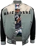 Mitchell & Ness Name & Number Lightweight Satin Jacket (NFL) - Oakland Raiders - B. Jackson, Grigio-Nero, Größe XXL