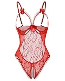 Voqeen Donna Lingerie Sexy Body Erotico Pizzo Biancheria Intima Esotico Tuta Babydoll Ad Anello Aperto Completi Intimi Prospettiva Pigiama Confortevole Sleepwear Costume