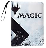 Album Per Giochi di Carte Collezionabili Magic MTG Raccoglitore di Carte Collezionabili in Similpelle con 4 Tasche Pagine – Toploading 3 Anelli Zip Raccoglitore Carte Album