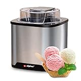 alpina Gelatiera Autorefrigerante 2L - Macchina Gelato, Yogurt Gelato, Sorbetto - Ice Cream Maker Autoattivante - Acciaio Inossidabile - Colore Argento