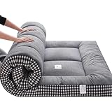 LBWARMB Materasso futon Pieghevole in Stile Giapponese Addensato, Materasso Tatami Morbido E Spesso, Materasso futon Singolo/Doppio Pieghevole, Materasso da Campeggio(Gray,90X200cm)