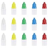 Set di 15 flaconcini contagocce vuoti, in plastica, ricaricabili e portatili, con tappo rimovibile, da 5 ml