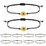 10 Pezzi Braccialetto di Girasole Regalo Bracciali Amicizia Boho Fatto Mano Braccialetti Amicizia Regali Fatto a Mano Donna Bracciale Girasoli Ragazze Regali di Favore di Partito di Estate Bambina