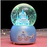 HKSICHENGKEJIUK Globo musicale con neve musicale con sfera di cristallo con luci LED glitterate colorate nevicata palla di neve per bambini ragazze nipote compleanno Natale Capodanno festa