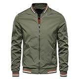 Geagodelia Giacca da Uomo Casual con Zip Giacca Antipioggia Giacca Bomber per Uomo Ragazzo Primavera Autunno (Verde, L)