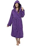 CityComfort Accappatoio da Donna in Spugna, Spugna di Cotone Accappatoio Altamente Assorbente con Cappuccio (M, EU 40-42, Viola Intenso con Cappuccio)