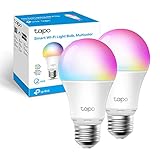 TP-Link Lampadina WiFi Intelligente LED Multicolore, E27, Lampadina Compatibile con Alexa e Google Home, 806 lumen, 8.7W, Senza hub richiesto, Controllo Remoto tramite APP Tapo, 2pz (Tapo L530E)