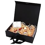 Scatola Regalo con Fiocco (21x17x7cm), Premium Gift Box con Chiusura Magnetica, decorativa, Per Compleanno Anniversario Confezione (Nero)