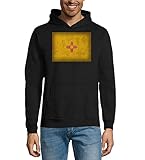 New Mexico State Flag Felpa con Cappuccio Unisex in Misto Cotone con Cappuccio Nero Small