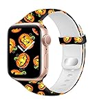 Lobnhot Halloween Cinturino in Silicone Compatibile con Watch Ultra 42mm 44mm 45mm 46mm Donna Uomini, Cinturino Sportivo per iWatch Series 10 9 8 7 6 5 4 3 2 1 SE, Zucca