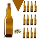 30 Pz Bottiglia Birra vuota 33 CL LONGNECK in vetro di colore abra Completa di Tappo Corona 26 mm - KIT per fare la birra - Bottiglie birra vuote comprese di tappi