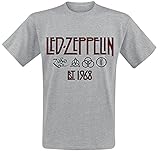 Led Zeppelin Symbols EST. 1968 Uomo T-Shirt Grigio Sport M 90% Cotone, 10% Poliestere Regular