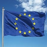 Bandiera EUROPA 150x220 cm in poliestere NAUTICO 115 gr/mq con doppia piega perimetrale, corda e guaina. Adatta sia IN/OUT DOOR