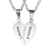 OTXIXTO Collana Cuore Personalizzata per Uomo Donna Puzzle Cuore Abbinamento Collana per Coppie Acciaio Inossidabile Incisi Personalizzata Nome/Data Collana Ciondolo Cuore con Pietra di Nascita - A1