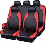 Set Coprisedili Auto per Golf VIII VI V IV III II I Mk 8 7 6 5 4 3 R GTE, Coprisedile in Pelle PU Anteriori E Posteriori Copri sedili Impermeabile Accessori,C/9pcs Set Red