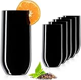 PLATINUX Nero Elegante Bicchieri di vetro 440ml Set di 6 bicchieri d acqua Bicchieri per succhi di frutta