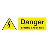 Adesivo con segnale di pericolo di scossa elettrica e scritta "Electric shock risk", 150 x 50 mm