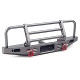 INJORA RC Paraurti Metallo Front Bumper con Traino Gancio per 1:10 RC Crawler Traxxas TRX4 Defender Axial SCX10 SCX10 II 90046 90047 (Grigio)