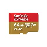 SanDisk Extreme 64 GB scheda microSDXC e adattatore SD e RescuePRO Deluxe, fino a 170 MB/s, con prestazioni app A2, UHS-I, classe 10, U3, V30