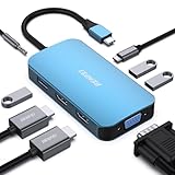 BENFEI Docking Station USB C MST 8-in-1, Hub USB C con 2*HDMI/1*VGA/3*USB 3.0/100W Power Delivery/3.5mm Aux-Audio, Compatibile con iPhone 15 Pro/Max MacBook Pro/Air 2023 iPad Pro iMac S23